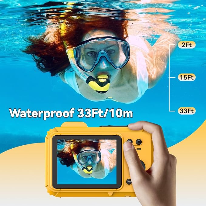 Underwater Camera, 2.7K 56MP 33FT Waterproof Digital Camera with 6X Optical Zoom & 4X Digital Zoom 2.8" IPS Screen, Ideal for Snorkeling, Swimming and Outdoor Adventures with 32G Card