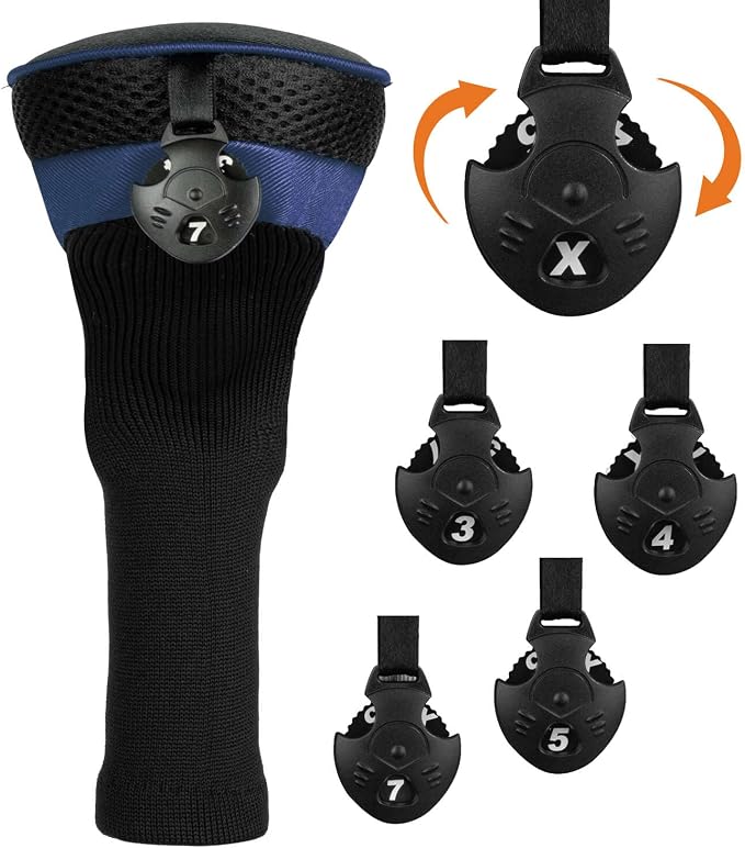 Golf Club Head Cover for Driver Fairway Hybrid 3 Pcs Woods Headcovers, Golf Accessories Head Covers Set with Interchangeable No. Tags 3 4 5 7 X Golf Accessories for Men Women