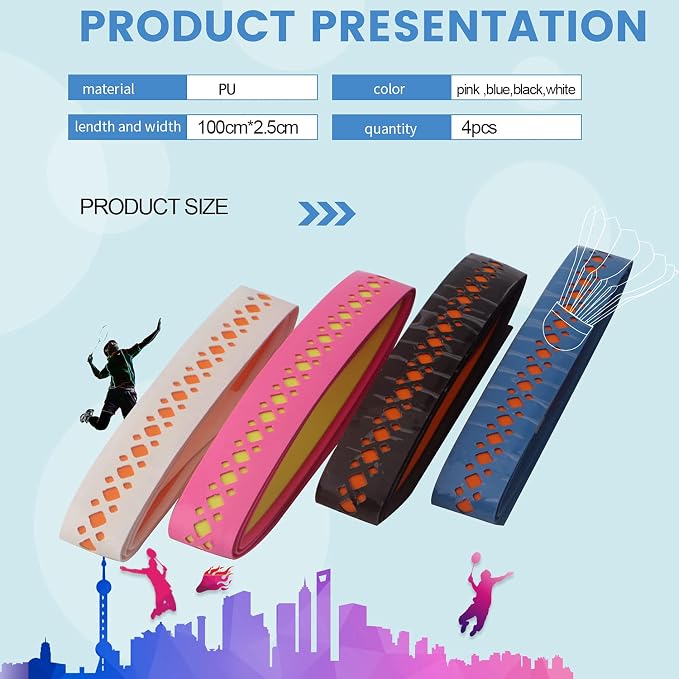 Double Layer Hollow Racket Overgrip, Super Absorbent Skid Resist Absorb Sweat Grip Tape, Handles Protection for Tennis Badminton Racquetball Squash Baseball