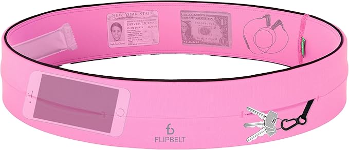 FlipBelt Classic Running Belt, Belt Bag & Fanny Pack for Men and Women - Phone Holder, Waist Pack, Running Accessories, Belt Pouch, Money Belt, USA Running Company