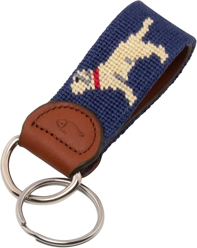 Leather Hand-Stitched Needlepoint Key Fob or Key Chain