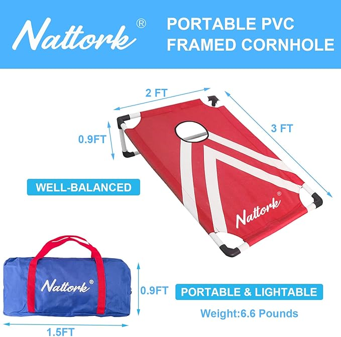 Portable Cornhole Set with 2 Collapsible Cornhole Boards, 8 Cornhole Bean Bags and Carrying Case for Yard Toss Game, Indoor Outdoor Camping Games for Family Parties (3 x 2-feet)