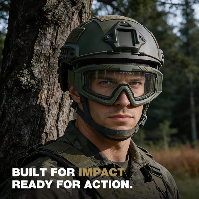 Airsoft Goggles OTG, ANSI Z87.1+ Anti-Fog Tactical Safety Goggles, Impact-Resistant Dust-Proof Eye Protection