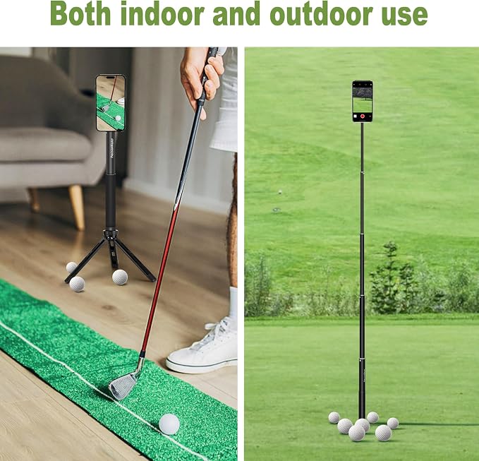PrecisionMaster Golf Tripod & Monopod, Magnetic Golf Film Stick 52" Adjustable Aluminum, Golf Swing Training Aid Compatible with Mag-Safe iPhone Android Phones (12N Magnet)
