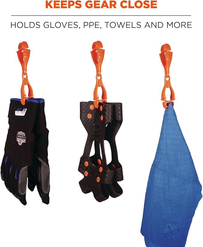 Ergodyne Glove Grabbers Each Security Clip, Orange, Each US, 1 Count (Pack of 1)