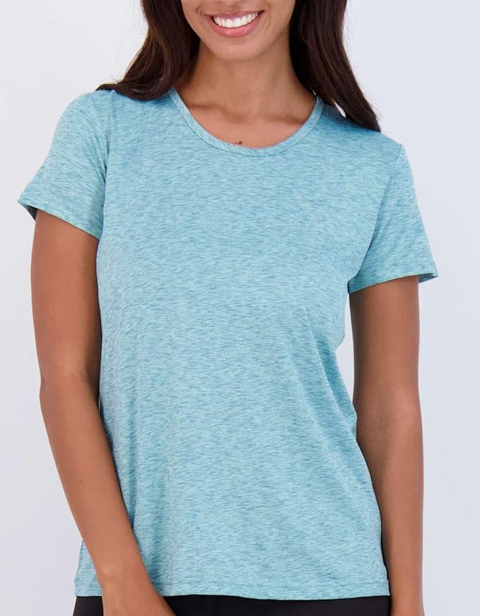 Real Essentials 5 Pack: Women's Short Sleeve T-Shirts Workout Tops Fitness Pilates Gym Activewear Athletic (Plus Available)