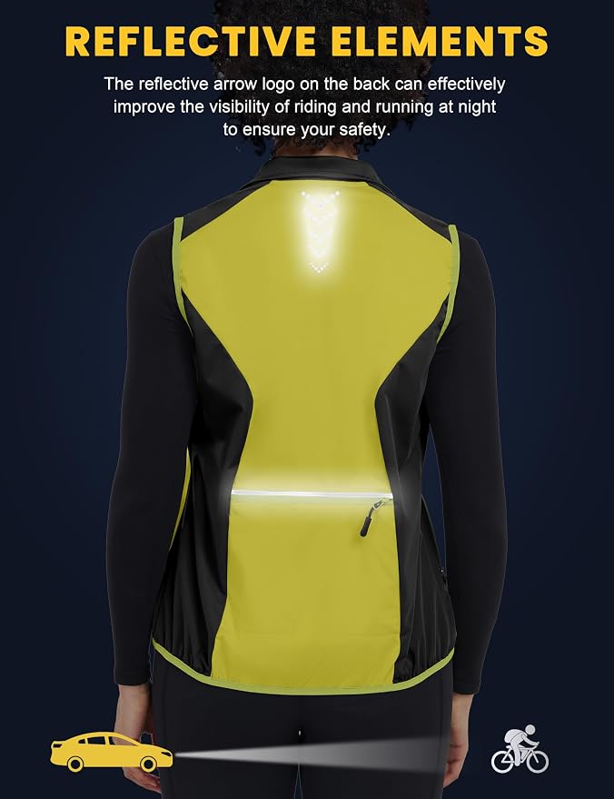 Little Donkey Andy Windproof Sleeveless Vest Jacket for Women, Water-Repellent Stretch Sports Vest for Cycling, Running