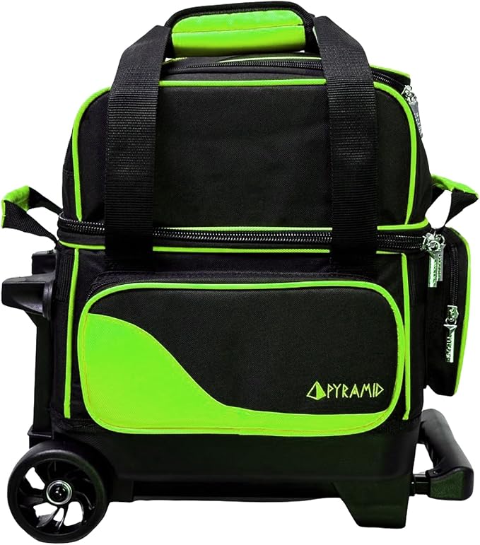 Pyramid Path Pro Deluxe Single Roller Bowling Bag With Separate Shoe Compartment (Up To US Mens Size 11), 2 Large Accessory Pockets, Padded Foam Ball Insert, Lifting Handles and Locking Square Handle
