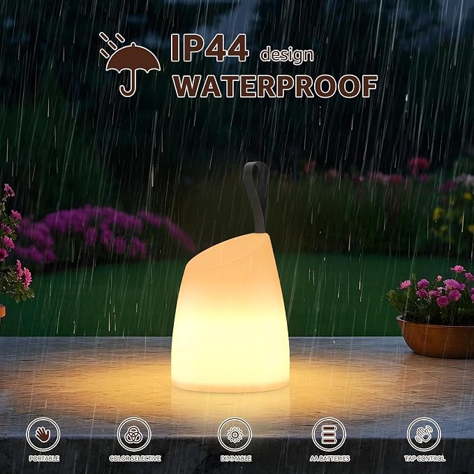 uuffoo Portable Led Lamp Water-Resistant, Led Camping Lantern with Handle,Battery Operated Lamp with Multi-Color & Warm White Modes,Water-Resistant Hanging Lamp Indoor/Outdoor Lamps for Garden,Camping
