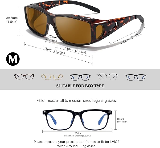 LVIOE Over Glasses Sunglasses Wrap Around Polarized Sunglasses for Men Women Fit Over Prescription Glasses with UV Protection