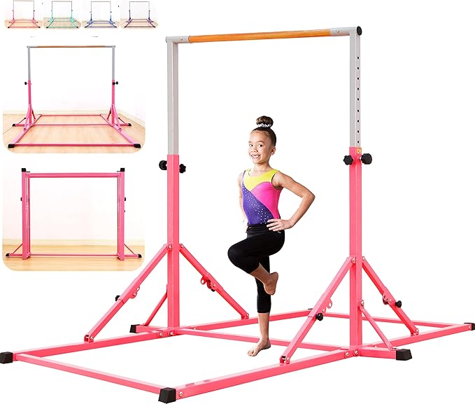 Marfula Gymnastic Bar For Kid and Teenage of 3-25, 5Ft/8 FT Base Length 4Ft Width 5Ft Adjust Height, Gymnastic Kip Bar For Gymnast, Gymnastic Training Equipment For Professional Training Home Club Use