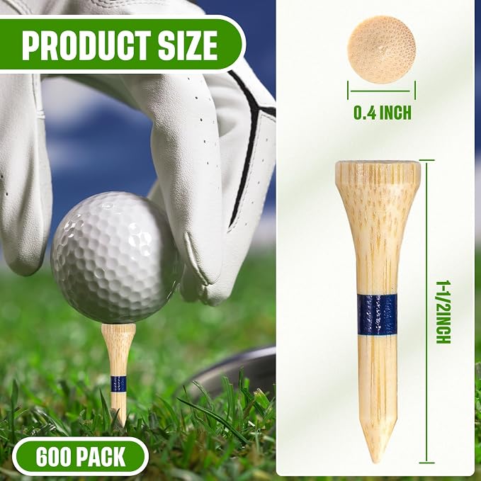 Mudder Golf Tees Bulk Wooden Bamboo Golf Tees Multicolor Wood for Men Balls Accessories