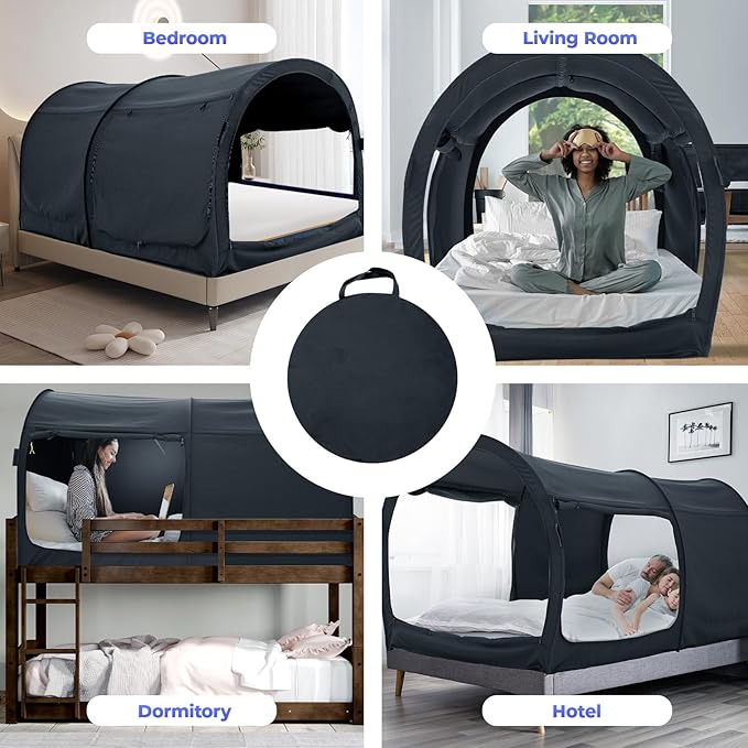 Alvantor® Bed Tent Queen Blackout Sleeping Tent Bed for Adults Queen Size Beds Canopy Pop Up Indoor Tents Portable Dream Privacy Tents for Beds (Mattress Not Included)