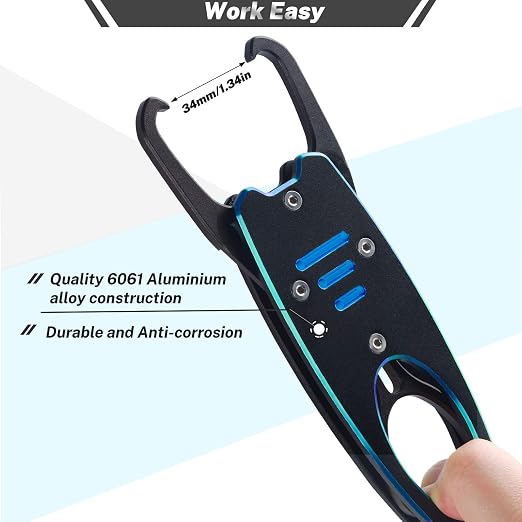 Night Cat Fish Lip Gripper with Scale 2 in 1 Aluminum Alloy Fish Lip Grabber Professional Fishing Lip Gripper Tool Kit for Men