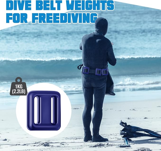 Tellegloww 4 Pcs Dive Weights Belt for Scuba Diving Coated Dive Weights Nylon Dives Belt with 1 Metal Quick Release Buckle for Free Diving Spear Fishing