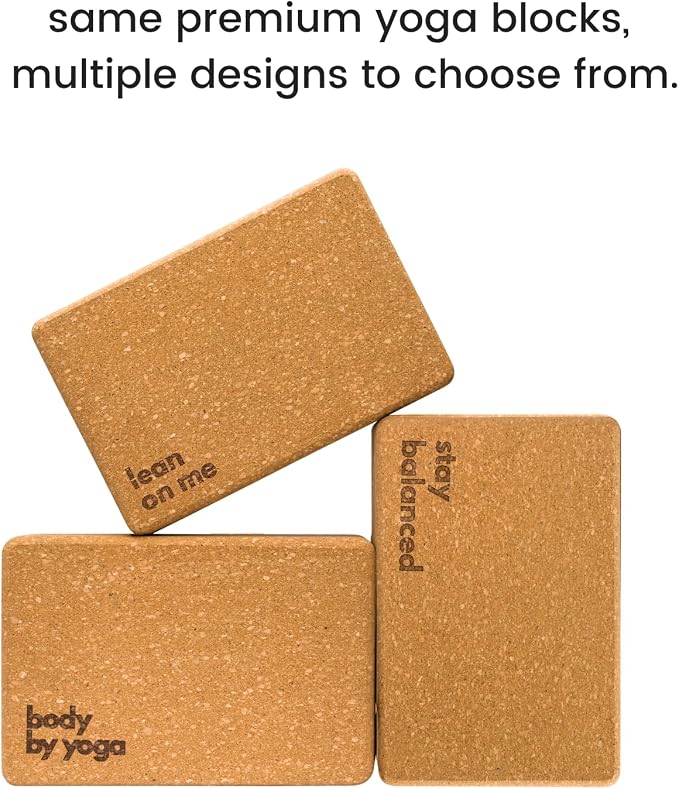 Cork Yoga Blocks 2 Pack – High Density Non Slip with Select Cork Grain for Chip-Resistant Durability | Extra Thick 4” for Support & Stability | Natural, Smooth, and Crumble Free | Body By Yoga