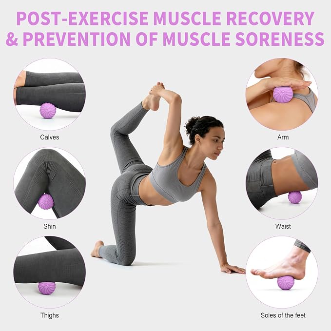 2.3" Mini Vibrating Massage Ball, 10-Speed Vibrating Foam Roller, Lacrosse Ball Massage Ball Therapy for Relieving Muscle Tension & Soreness, Vibrating Massage Roller for Plantar Fasciitis(Purple)