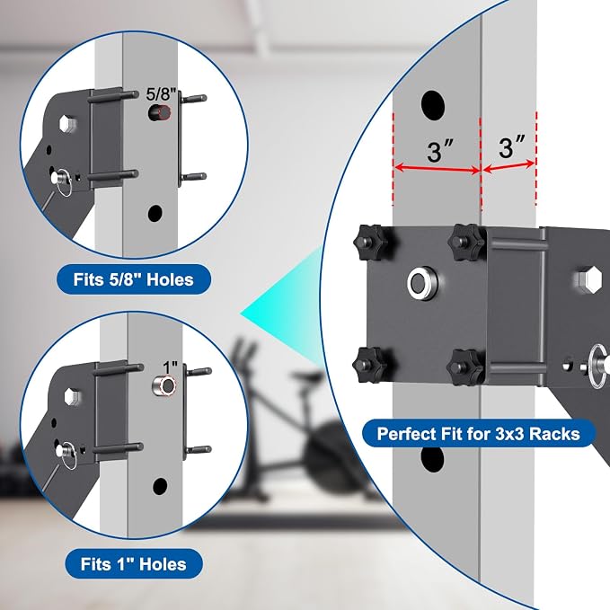 SELEWARE Squat Rack Attachment, Y-Shaped Dip Bar Attachment, Nordic Hamstring Curl Attachment and Lever Arms for 2x2 or 3x3 Power Rack with 5/8" or 1" Hole, Power Cage Accessories for Home Gym