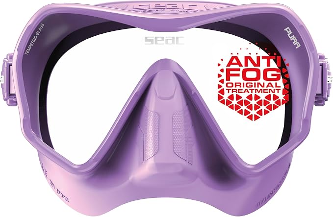 SEAC Pura – Frameless Single-Lens Silicone Diving Mask | Antifog Low Volume Mask for Diving and Snorkeling with 3D Buckle