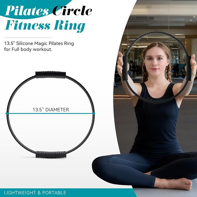 SUBCULTUREPICK Pilates Ring, Silicone Magic Pilates Rings, Lightweight & Durable Flexible Fitness Circle Exercise Equipment for Toning Arms, Thighs,Legs, Core,Yoga & Physical Therapy