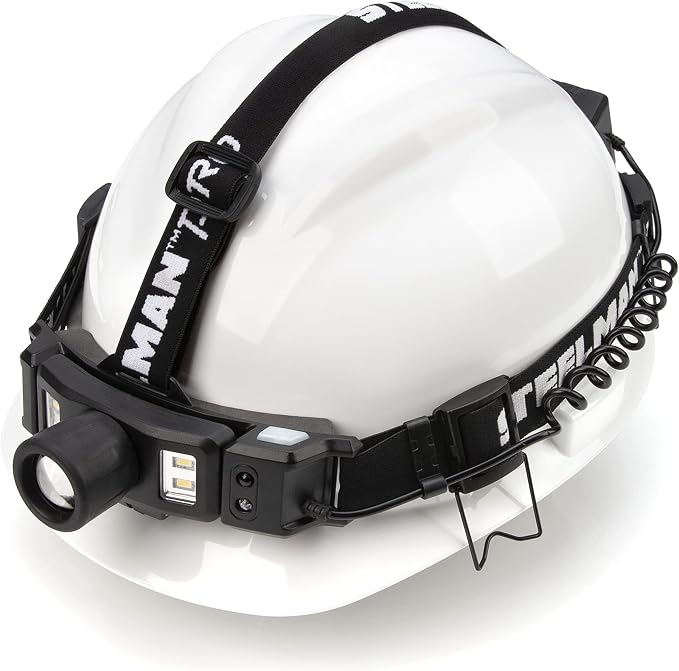 Steelman Pro Rechargeable Focusing Spotlight Headlamp, Motion-Sensing, Rear Safety Light, Pivoting Head, Up to 260 Lumens of Brightness
