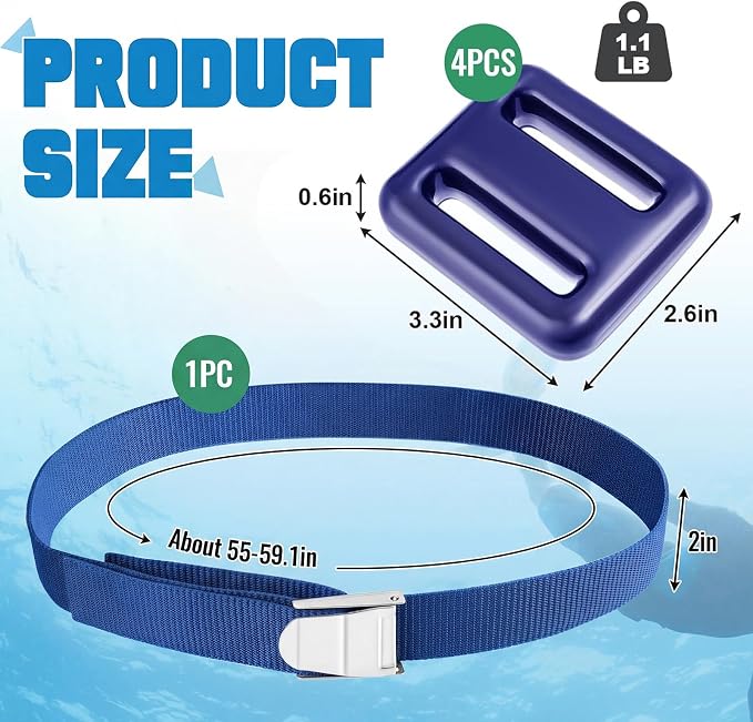 Tellegloww 4 Pcs Dive Weights Belt for Scuba Diving Coated Dive Weights Nylon Dives Belt with 1 Metal Quick Release Buckle for Free Diving Spear Fishing