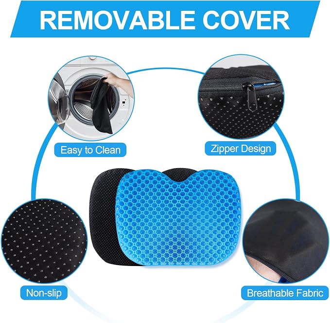 Anti-Slip Kayak Seat Cushion, Waterproof Thicken Gel Kayak Seat Pad with Non-Slip Cover, Canoe Seat Cushion Kayak Accessories Kayak Canoe Boat Equipment