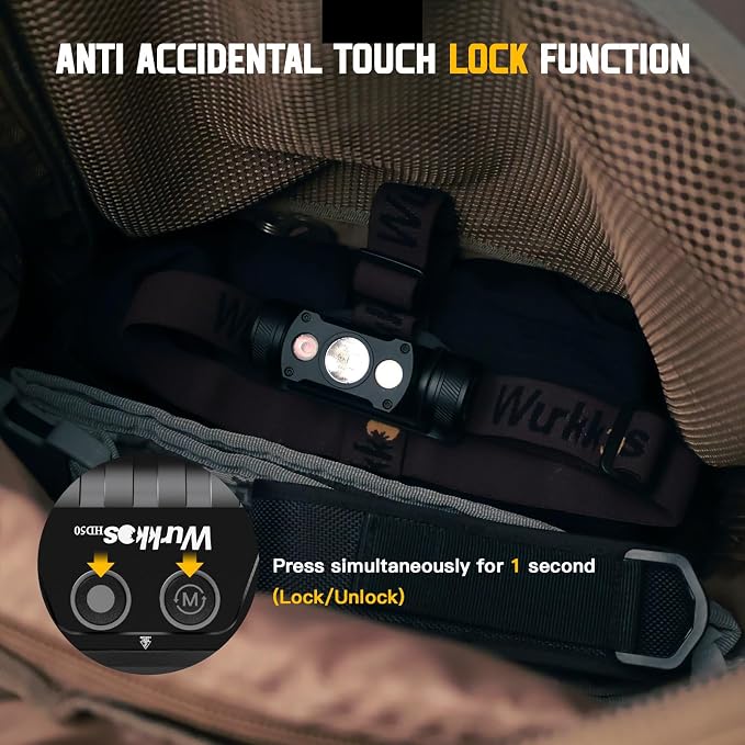 Wurkkos HD50 4000 Lumens Rechargeable Headlamp with Red Light,90CRI Bright LED Headlamp with 6 Modes, Dual Switch and Magnetic Base,IP67 Waterproof USB C Rechargeable Head Lamp for Camping Repairing