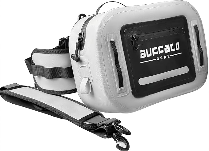 Waterproof Submersible Fanny Pack,Large Fly Fishing Waist Pack 8.9L Submersible lumbar pack with Airtight Zipper,Grey