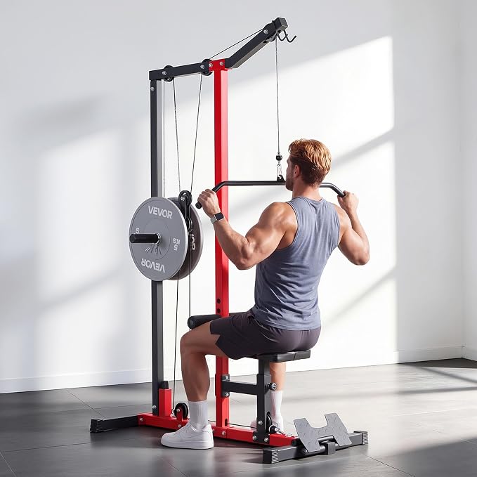 VEVOR LAT Pulldown Attachments, Cable Machine Rowing T-bar V-bar Tricep Pull Down Bar, Back Strength Training Rubber Coated Handle Grip, Bicep Curl Tricep LAT Pulldown Bar for Home Gym Fitness