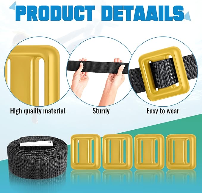 Tellegloww 4 Pcs 2.2 lb Dive Weights Belt for Scuba Diving Coated Dive Weights Nylon Dive Belt with 1 Metal Quick Release Buckle for Free Diving Spear Fishing