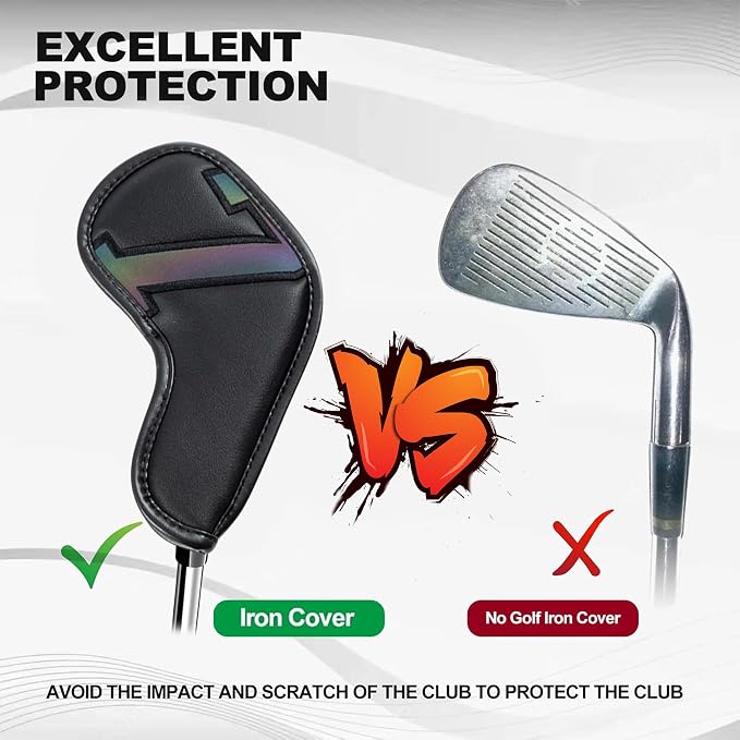 Golf 10pcs/12pcs Thick Synthetic Leather Golf Iron Head Covers Set Headcover Fit All Brands