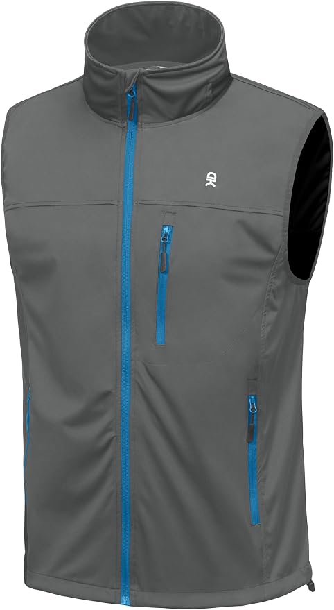 Little Donkey Andy Men's Lightweight Softshell Vest, Windproof Sleeveless Jacket for Running, Hiking, Cycling, Golf