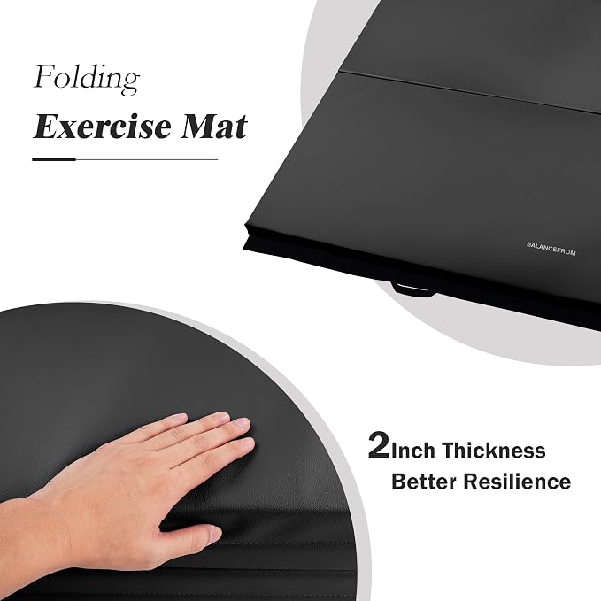 Fitvids 4'x8'x1.9" Gymnastics Mat, Home Exercise Mat with Carrying Handles, Folding Gym Workout Tumbling Mat for Yoga, Pilates, Stretching, MMA, Core Workouts, Fitness Aerobics Mats for Gym Training