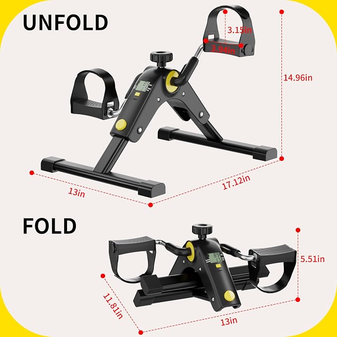 MOMODA Under Desk Bike Pedal Exerciser with LCD Display Portable Mini Exercise Bike for Arm and Leg