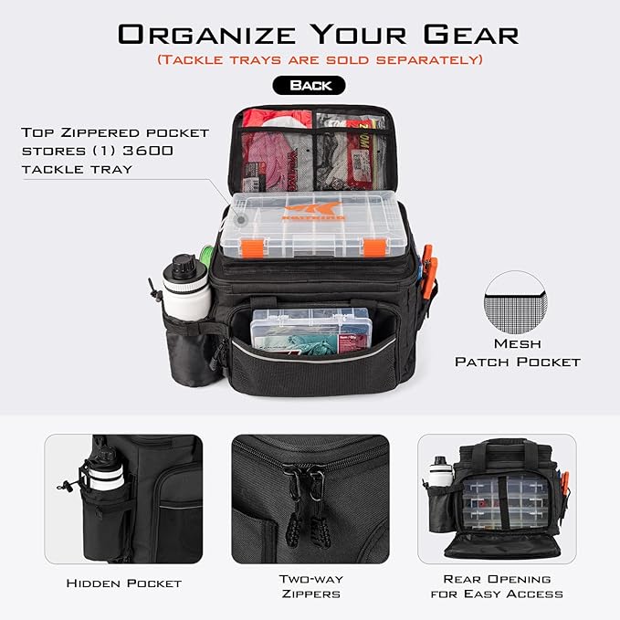 KastKing Fishing Tackle Bags - Saltwater & Freshwater Fishing Bags - Water Resistant, Padded Shoulder Strap - Gear Storage