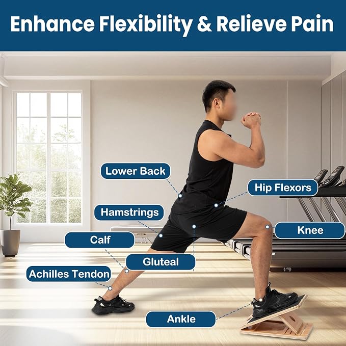 StrongTek Balance & Stretch Kit – Foam Pad + Adjustable Wooden Slant Board for Rehab & Mobility