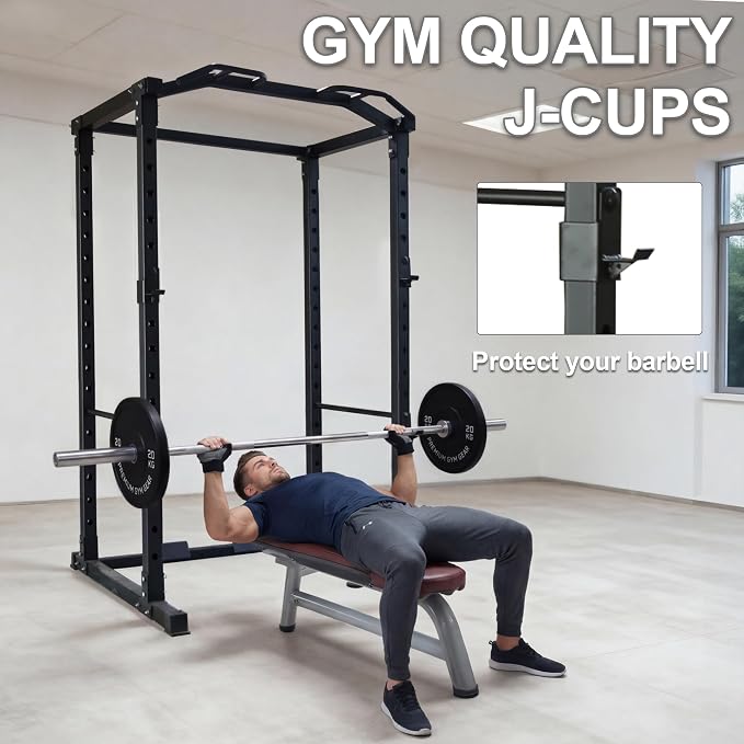 Fitvids Multiple Specifications Power Cage Squat Rack, Includes J-Hooks and Safety Straps, Other Optional Accessories