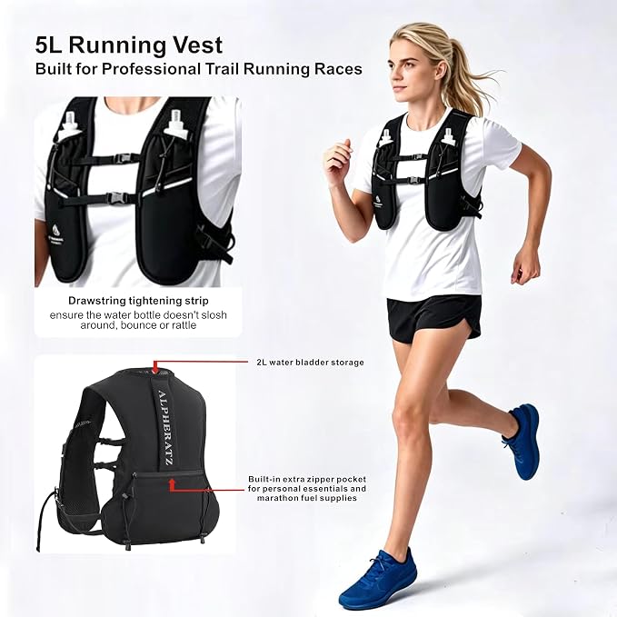 Alpheratz Running Vest for Runners, Hydration Compatible, Multiple Pockets, Adjustable - Long Distance & Marathon Running Vest