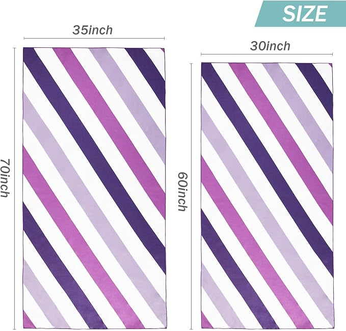 Whale Flotilla 4 Pack Quick Dry Beach Towels Oversized (35"x70"), Microfiber Sand-Free Beach Towel Set, Extra Large Compact Pool Travel Accessories, Purple/Navy/Aqua/Pink