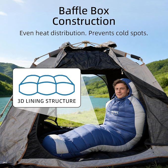 Down Sleeping Bag with Pillow, 0°F 20°F 32°F Regular and XL Compact Lightweight Sleeping Bag for Adults,Teens Backpacking,Camping and Hiking Outdoor