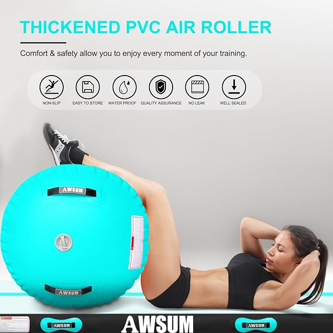 AWSUM Gymnastics Barrel Tumbling Equipment Air Roller Training Inflatable Back Handspring Trainer for Octagon Tumble Mat Gym Cheerleading Home Use 1 PCS，No Electric Pump