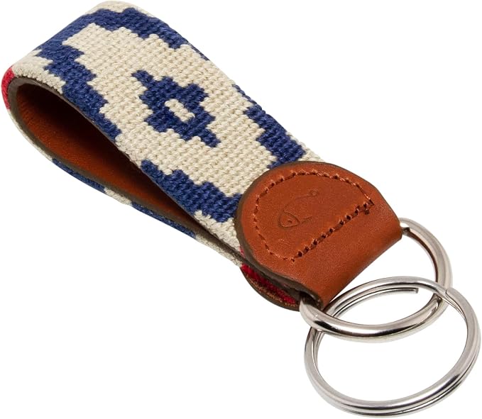 Leather Hand-Stitched Needlepoint Key Fob or Key Chain