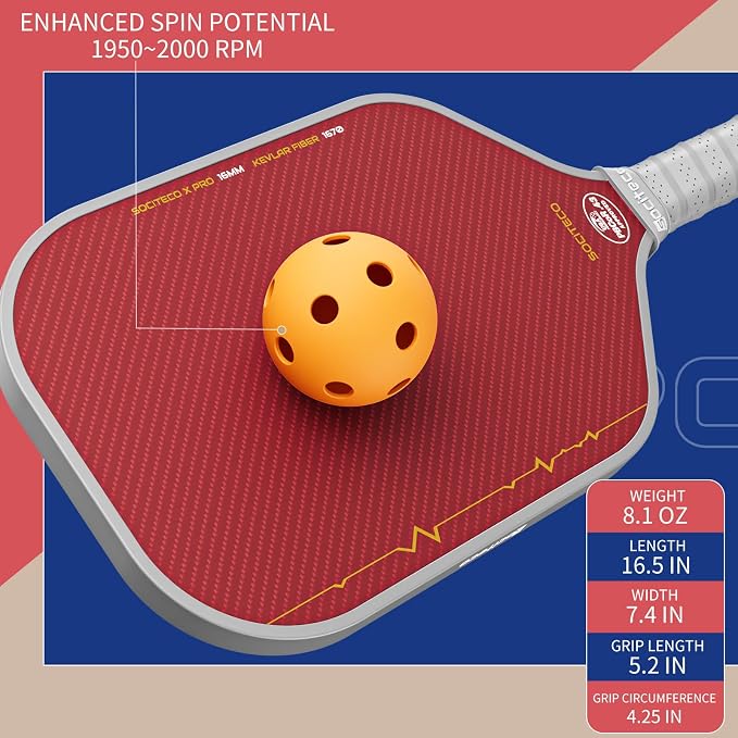 Carbon Fiber Pickleball Paddle, Thermoformed Pickleball Paddle | T700 Carbon Fiber, Thermoformed Unibody, 16mm Honeycomb Core, Foam Edge Wall, Elongated, Intermediate and Competitive Player