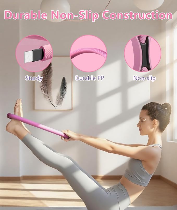 Pilates Ring Set with Adjustable Resistance - Full Body Workout Kit for Women, Portable Travel Bag & Anti-Slip Accessories