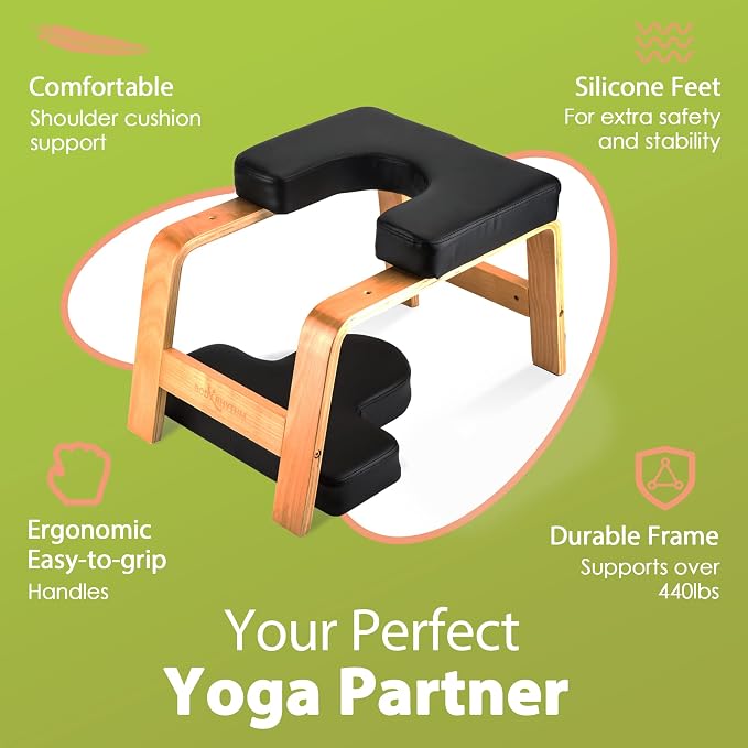 BODY RHYTHM Yoga Headstand Bench, Yoga Inversion Chair, Headstand Trainer for Relieve Stress, Improve Sleep & Digestion and Strength Training, Ideal for Home Workout, Fitness and Gym