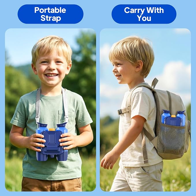 Binoculars for Kids with Night Vision Camera, 10x Optical Magnification Digital Kids Binocular with 2.4" HD Screen & 20 Games, STEM Outdoor Exploration Toys Gifts for Boys Girls Age 4-8-12+(Blue)