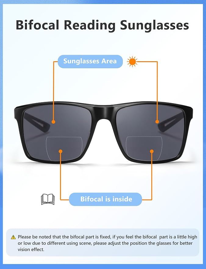 EYEGUARD 2 Pack Bifocal Reading Sunglasses for Men,Sports Sun Readers UV400 Protection Outdoor Driving Reading Glasses