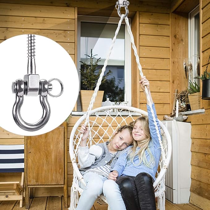 SELEWARE Set of 2 Permanent Antirust 304 Stainless Steel Screw Bracket Heavy Duty 180° Swing Hangers, 1800LB Capacity Playground Yoga Hammock Rope Tire Web Chair Sandbag Punching Bag Porch Swing Sets