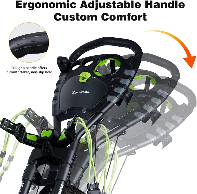 XDriveMax GC03 360 Rotating 3 Wheel Foldable Golf Pull Cart for Golf Clubs,Carries Umbrella Stand and Premium Storage - Green Pack